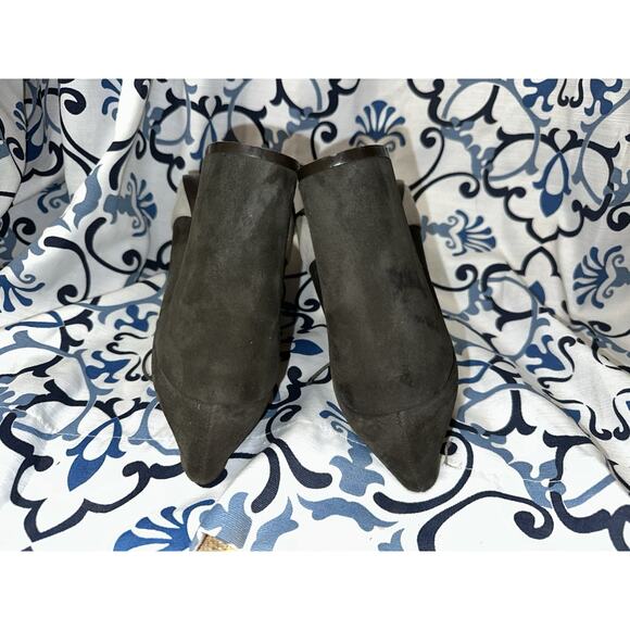 Tory Burch Stella Color-block Oxford Suede Block Heel Black Burgundy & Gray 10 - Picture 8 of 13